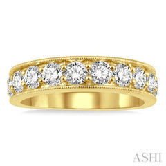 1 1/2 Ctw Round Cut Diamond Wedding Band in 14K Yellow Gold