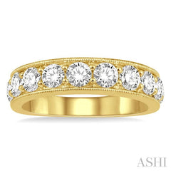 2 Ctw Round Cut Diamond Wedding Band in 14K Yellow Gold