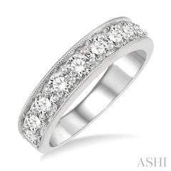 1 1/2 Ctw Round Cut Diamond Wedding Band in 14K White Gold