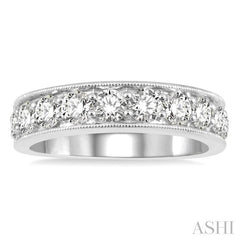 1 1/2 Ctw Round Cut Diamond Wedding Band in 14K White Gold