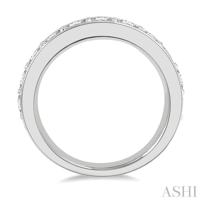 1 1/2 Ctw Round Cut Diamond Wedding Band in 14K White Gold