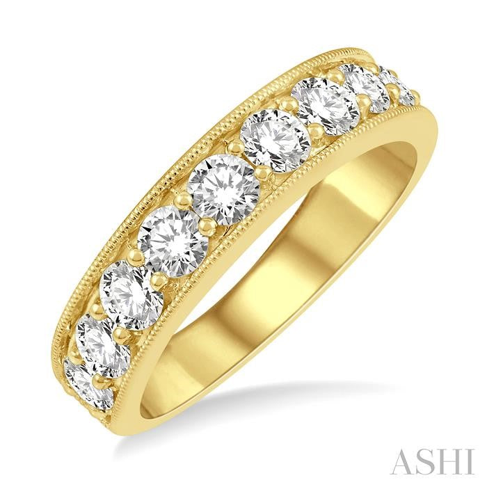 1 1/2 Ctw Round Cut Diamond Wedding Band in 14K Yellow Gold