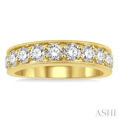 1 1/2 Ctw Round Cut Diamond Wedding Band in 14K Yellow Gold