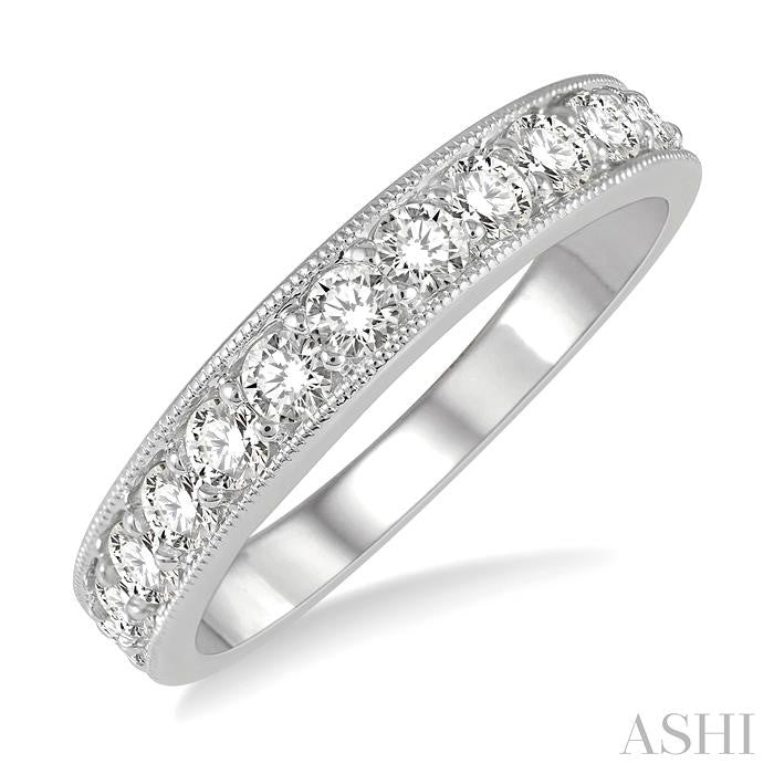 3/4 Ctw Round Cut Diamond Wedding Band in 14K White Gold