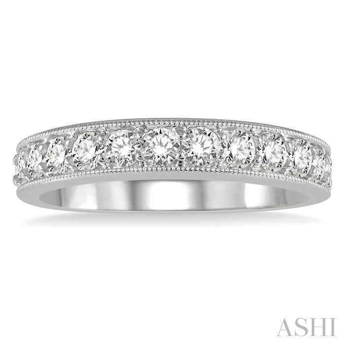 3/4 Ctw Round Cut Diamond Wedding Band in 14K White Gold