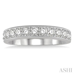 3/4 Ctw Round Cut Diamond Wedding Band in 14K White Gold