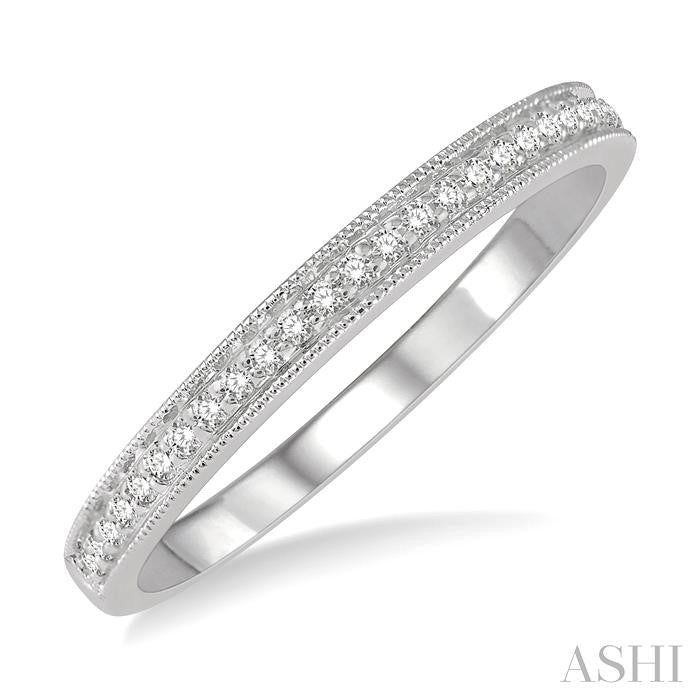 1/10 Ctw Round Cut Diamond Wedding Band in 14K White Gold
