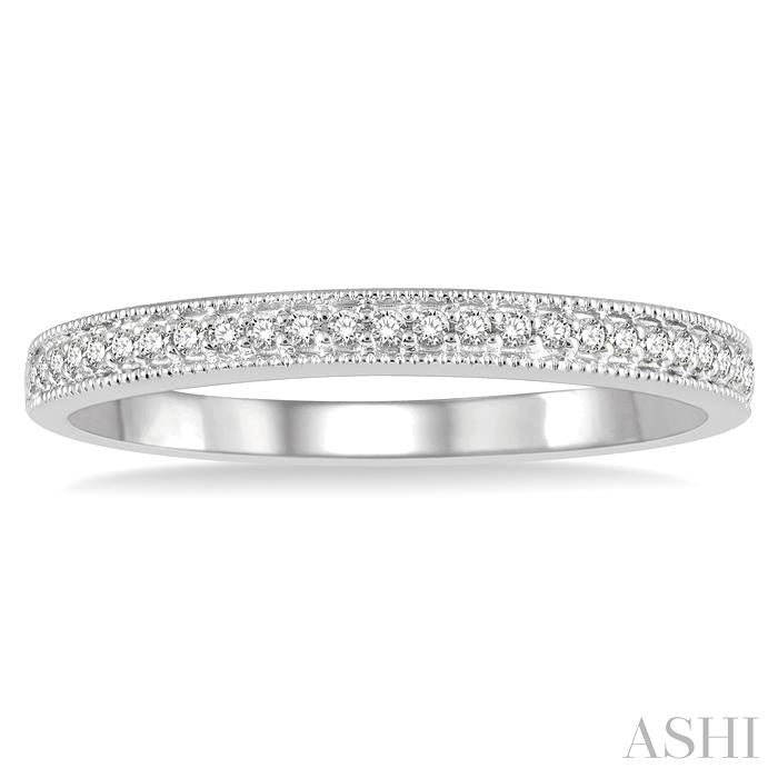 1/10 Ctw Round Cut Diamond Wedding Band in 14K White Gold