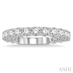 1 Ctw Round Cut Diamond Wedding Band in 14K White Gold
