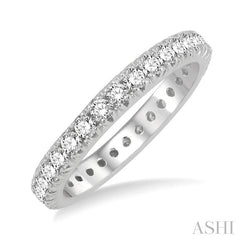 1 Ctw Round Cut Diamond Eternity Wedding Band in 14K White Gold