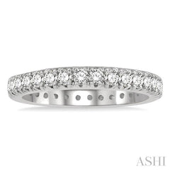 1 Ctw Round Cut Diamond Eternity Wedding Band in 14K White Gold