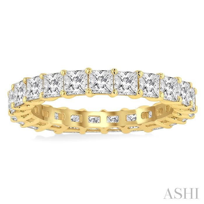 3 Ctw Eternity Princess Cut Diamond Wedding Band in 14K Yellow Gold