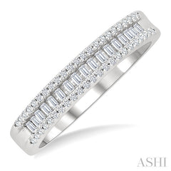 1/3 Ctw Baguette and Round Cut Diamond Stackable Fashion Band in 14K White Gold