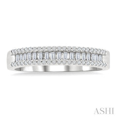 1/3 Ctw Baguette and Round Cut Diamond Stackable Fashion Band in 14K White Gold