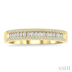 1/3 Ctw Baguette and Round Cut Diamond Stackable Fashion Band in 14K Yellow Gold