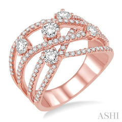 1 Ctw Round Cut Diamond Fashion Ring in 14K Rose Gold