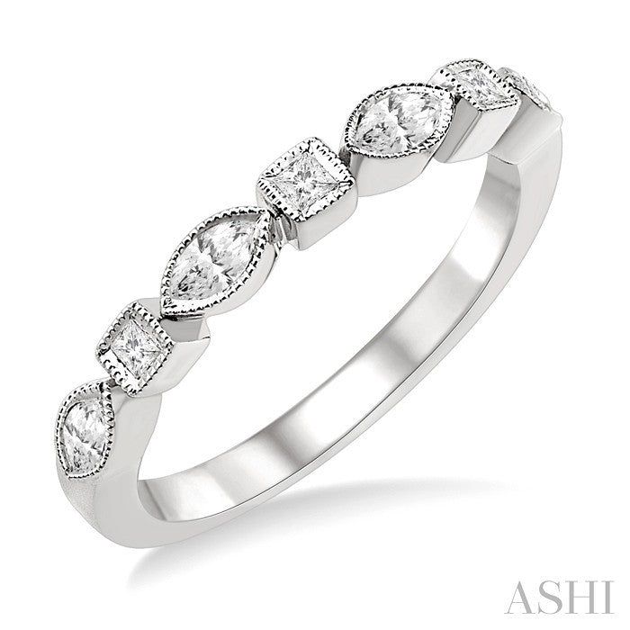 1/3 Ctw Princess and Marquise Diamond Wedding Band in 14K White Gold
