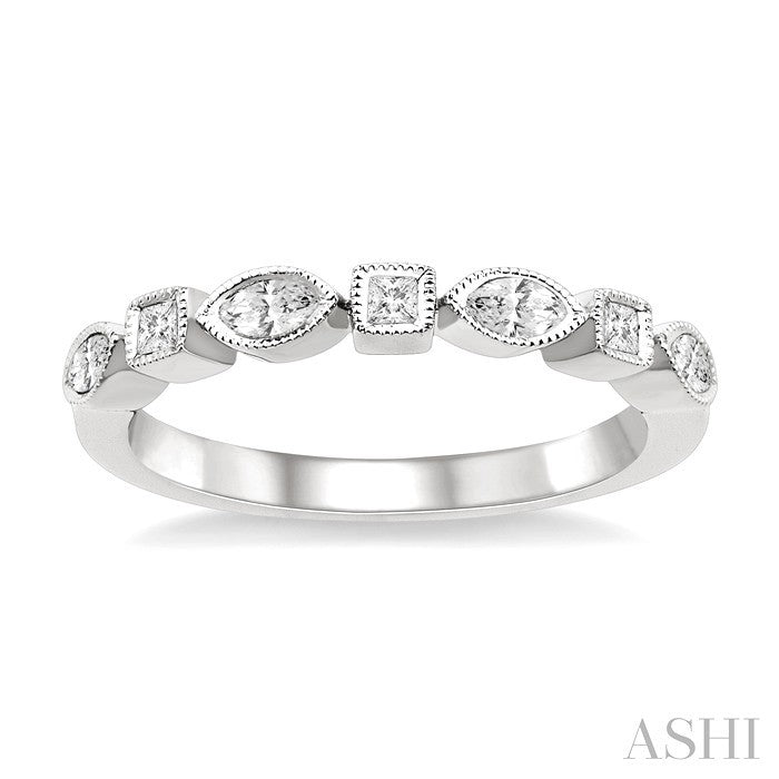 1/3 Ctw Princess and Marquise Diamond Wedding Band in 14K White Gold