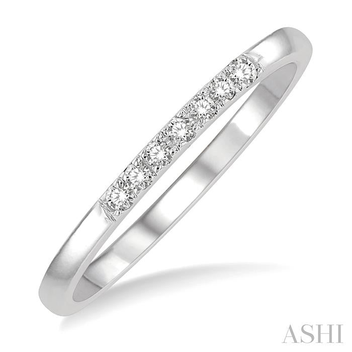 1/10 Ctw Straight Row Center Round Cut Diamond Stackable Fashion Petite Band in 10K White Gold