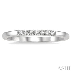 1/10 Ctw Straight Row Center Round Cut Diamond Stackable Fashion Petite Band in 10K White Gold