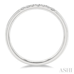 1/10 Ctw Straight Row Center Round Cut Diamond Stackable Fashion Petite Band in 10K White Gold
