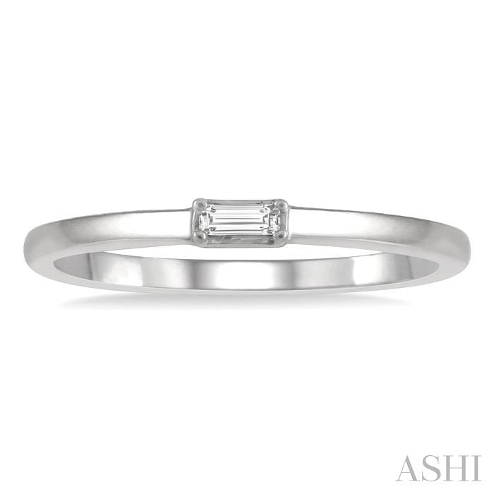 1/20 Ctw Baguette Diamond Stackable Petite Fashion Ring in 10K White Gold
