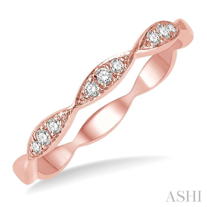 1/10 Ctw Marquise Lattice Round Cut Diamond Stackable Band in 14K Rose Gold