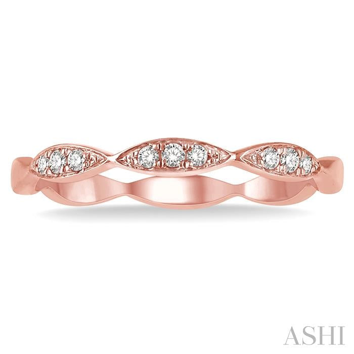 1/10 Ctw Marquise Lattice Round Cut Diamond Stackable Band in 14K Rose Gold