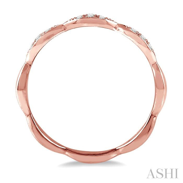 1/10 Ctw Marquise Lattice Round Cut Diamond Stackable Band in 14K Rose Gold