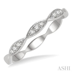 1/10 Ctw Marquise Lattice Round Cut Diamond Stackable Band in 14K White Gold
