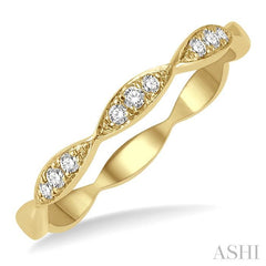 1/10 Ctw Marquise Lattice Round Cut Diamond Stackable Band in 14K Yellow Gold