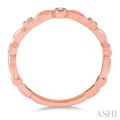 1/20 Ctw Curvy Leaf and Circular Mount Round Cut Diamond Stackable Fashion Band in 14K Rose Gold