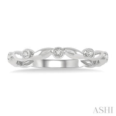 1/20 Ctw Curvy Leaf and Circular Mount Round Cut Diamond Stackable Fashion Band in 14K White Gold