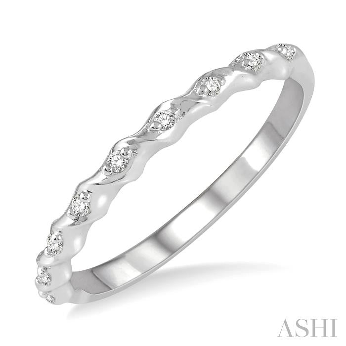 1/20 Ctw Spiral Shank Round Cut Diamond Stackable Band in 14K White Gold