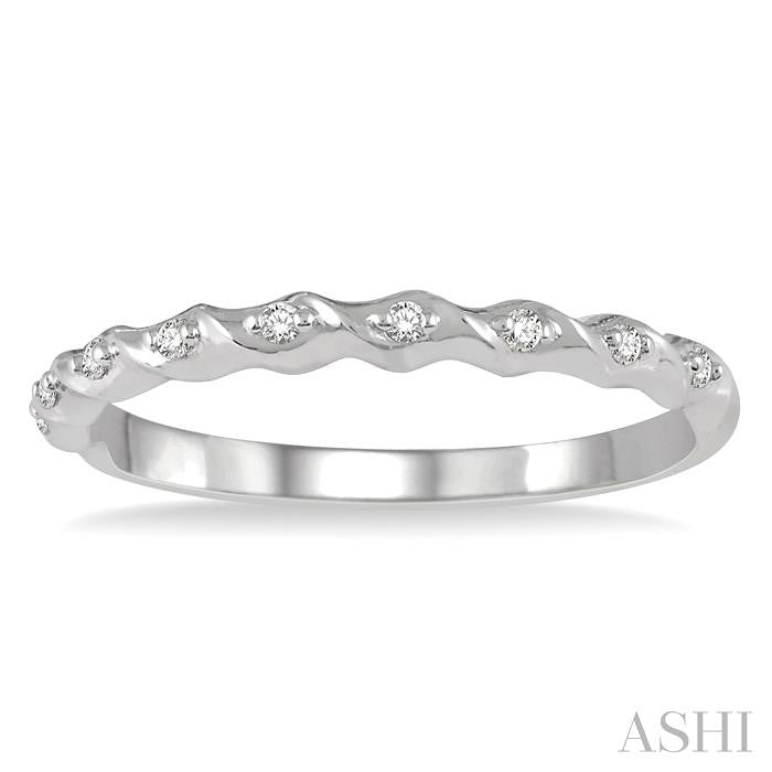 1/20 Ctw Spiral Shank Round Cut Diamond Stackable Band in 14K White Gold