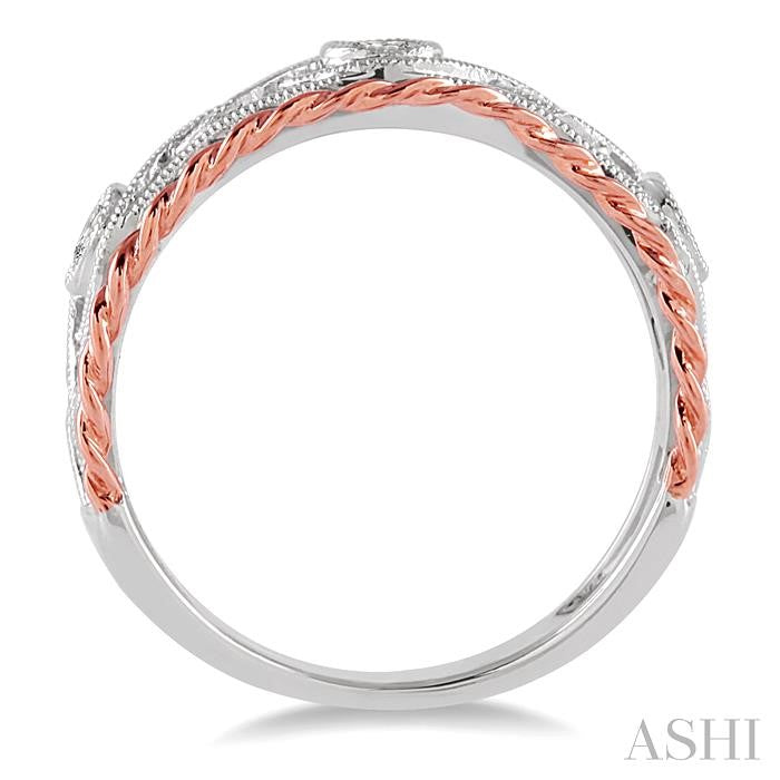 1/3 Ctw Round Cut Diamond Fashion Band in 14K White and Rose Gold