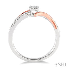 1/10 Ctw Lovebright Round Cut Diamond Ring in 14K White and Rose Gold