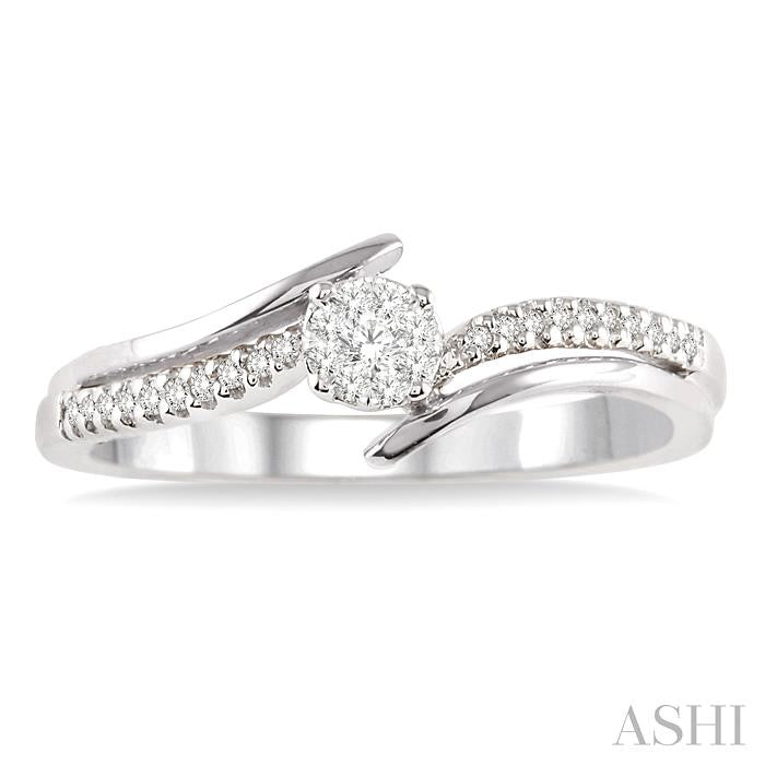 1/10 Ctw Lovebright Round Cut Diamond Ring in 10K White Gold