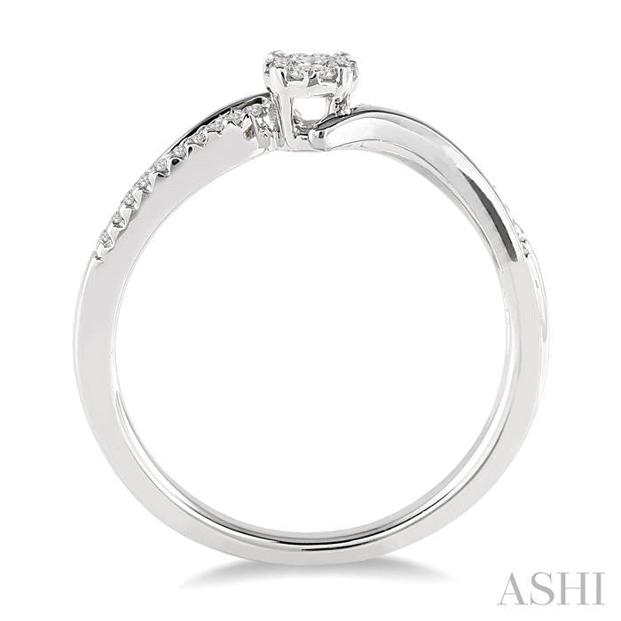 1/10 Ctw Lovebright Round Cut Diamond Ring in 10K White Gold