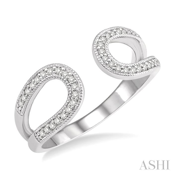 1/6 Ctw Horseshoe Style Open-End Round Cut Diamond Ladies Ring in 10K White Gold