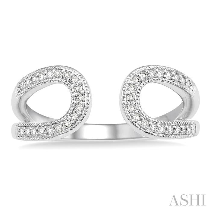 1/6 Ctw Horseshoe Style Open-End Round Cut Diamond Ladies Ring in 10K White Gold