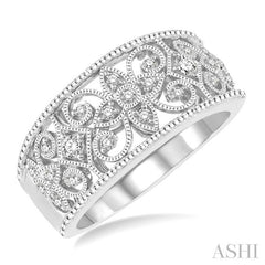 1/3 Ctw Floral Lattice Round Cut Diamond Ladies Ring in 14K White Gold