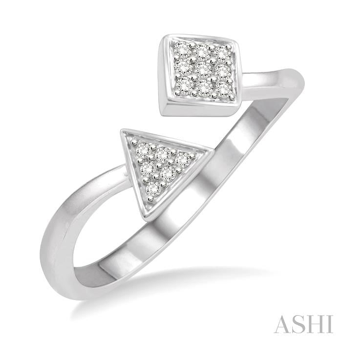 1/10 Ctw Geometric Open-Ended Round Cut Diamond Ladies Ring in 10K White Gold