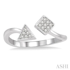 1/10 Ctw Geometric Open-Ended Round Cut Diamond Ladies Ring in 10K White Gold