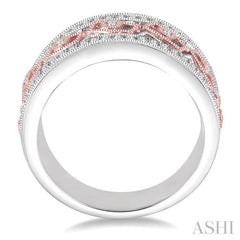 1/3 Ctw Round Cut Diamond Wide Band in 14K White and Rose Gold
