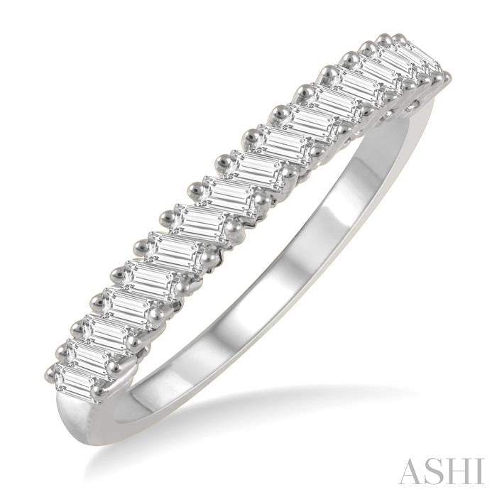 1/4 Ctw Stackable Baguette Diamond Fashion Band in 14K White Gold
