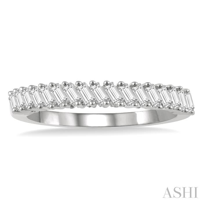 1/4 Ctw Stackable Baguette Diamond Fashion Band in 14K White Gold