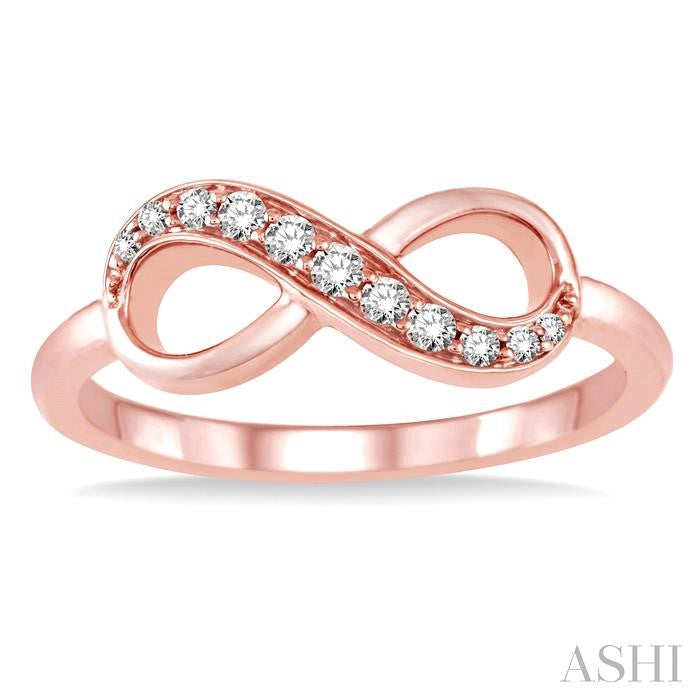 1/6 Ctw Round Cut Diamond Infinity Petite Ring in 14K Rose Gold