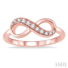1/6 Ctw Round Cut Diamond Infinity Petite Ring in 14K Rose Gold