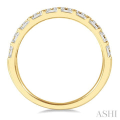 1/2 Ctw Parallel Row Baguette and Round Cut Diamond Stackable Fashion Band in 14K Yellow Gold